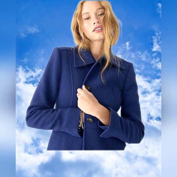 NwT Jcrew navy blue coat jacket wool lady day Italy princess sz 14 - Picture 2 of 10